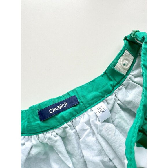 Girls' OKAIDI Green Floral Print 100% Cotton Poplin Full Circle Skirt, Size 8 - Picture 9 of 12